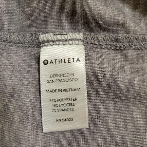 Athleta Encore grey short sleeve gathered open back t shirt size M - Picture 5 of 8